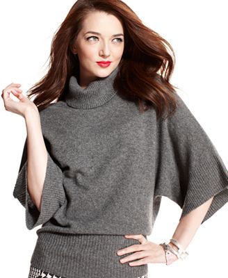 ... Sweater, Short-Sleeve Cashmere Turtleneck - Sweaters - Women - Macy's