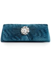 Sasha Handbag, Satin Evening Clutch with Jewel