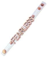 BCBGeneration Bracelet, Rose Gold-Tone White Canvas Fearless Affirmation Bracelet