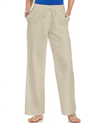 pants petite jm linen pull leg wide