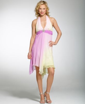 A.B.S. by Allen Schwartz Ombr� Halter Dress with Brooch