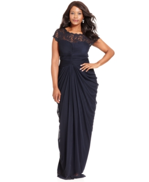 Upc 887873287338 Adrianna Papell Lace Yoke Drape Mesh Gown
