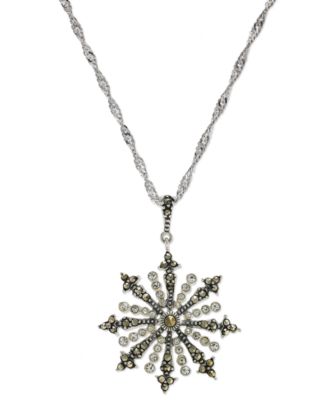 Diamond Necklace, Sterling Silver Diamond Snowflake Pendant (14 ct. t ...