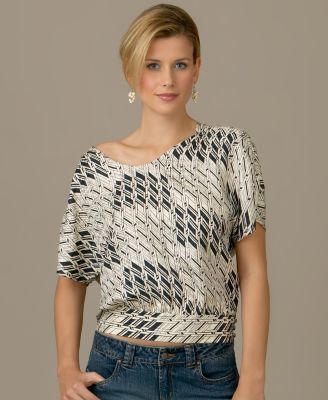 KENNETH COLE new york Printed Jacquard Blouson Top