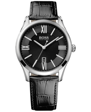 UPC 885997126267 product image for Hugo Boss Men's Ambassador Black Leather Strap Watch 43mm 1513022 | upcitemdb.com