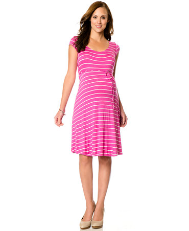 ... Maternity Short-Sleeve Striped A-Line Dress - Maternity - Women - Macy