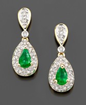 14k Gold Emerald (3/8 ct. t.w.) & Diamond Drop Earrings (1/8 ct. t.w.)