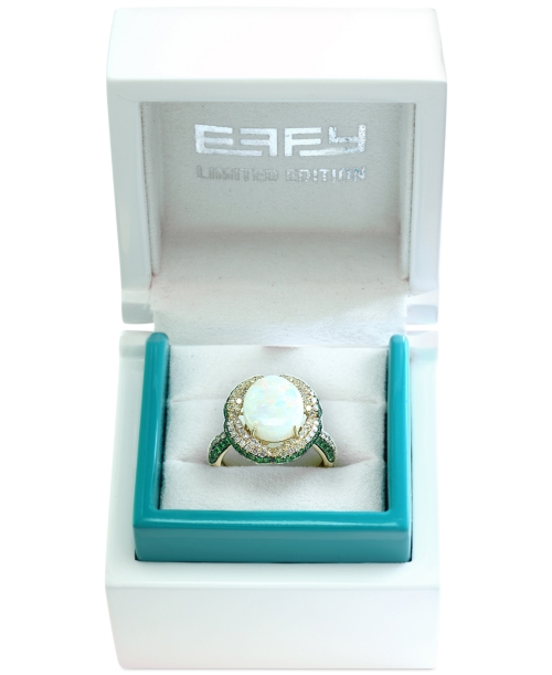 Effy Limited Edition Opal (2-5/8 ct. t.w.), Diamond (3/8 ct. t.w.) and Tsavorite (1/2 ct. t.w.) Ring in 14k Gold