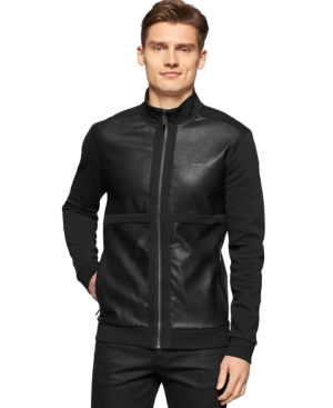 UPC 797762372833 product image for Calvin Klein Faux-Leather Mixed-Media Jacket | upcitemdb.com