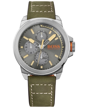 UPC 885997184595 product image for Hugo Boss Men's New York Green Leather Strap Watch 44mm 1513318 | upcitemdb.com