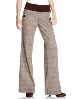Jolt Wide-Leg Plaid Pants