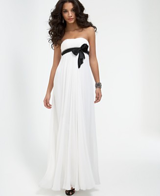 Long Strapless Prom Gown