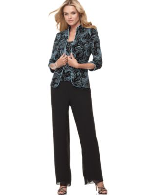 Alex Evenings Magical Sparkle Shell Jacket & Wide Leg Pants