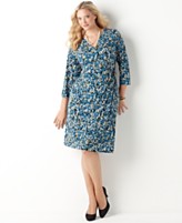 Charter Club Plus Size Dress, Three Quarter Sleeve Printed Wrap Charter Club Plus Size Dress, Three Quarter Sleeve Printed Wrap