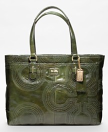 COACH CHELSEA INLAID PERFORATED PATENT LARGE SHOPPER