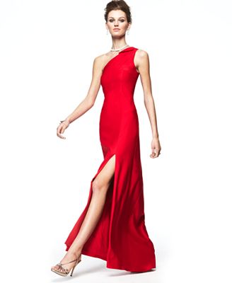 Fashion Star Dress, One Shoulder Asymmetrical Evening Gown Red