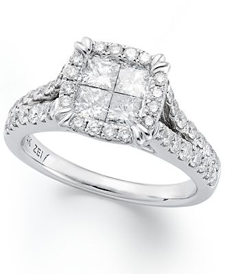 ... Ring, 14k White Gold Princess-Cut Diamond Engagement Ring (1 ct. t.w