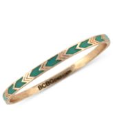 BCBGeneration Bracelet, Rose Gold-Tone Turquoise Enamel Chevron Bangle Bracelet