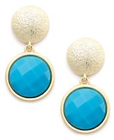 Charter Club Earrings, Gold-Tone Aqua Stone Drop Earrings