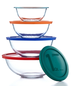 UPC 071160035157 product image for Closeout! Pyrex 8 Piece Mixing Bowl Set with Colored Lids | upcitemdb.com