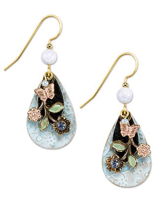 Silver Forest Earrings, Gold-Tone Floral Charm Drop Earrings