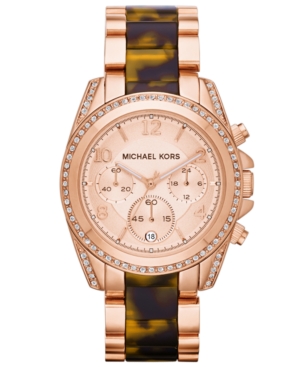 UPC 796483039544 product image for Michael Kors Women's Chronograph Blair Tortoise and Rose Gold-Tone Stainless Ste | upcitemdb.com
