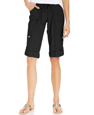Style&co. Sport Petite Drawstring Cropped Cargo Pants
