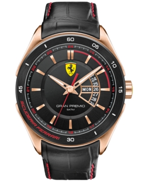 UPC 885997134439 product image for Scuderia Ferrari Men's Gran Premio Black Leather Strap Watch 45mm 830185 | upcitemdb.com