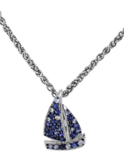 Balissima by Effy Sapphire Sailboat Pendant Necklace in Sterling Silver (3/8 ct. t.w.)