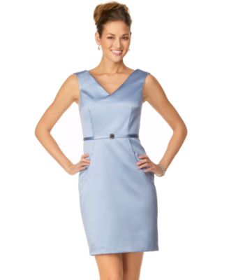 A.B.S. by Allen Schwartz Satin V-neck Dress with Belt