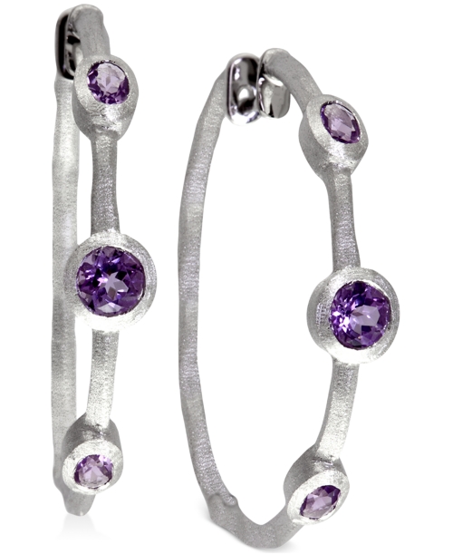 Effy Amethyst Hoop Earrings in Sterling Silver (1-1/2 ct. t.w.)