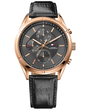 UPC 885997152525 product image for Tommy Hilfiger Men's Black Leather Strap Watch 44mm 1791125 | upcitemdb.com