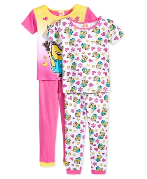 UPC 889799064840 product image for Despicable Me Girls' or Little Girls' 4-Piece Minions Pajama Set | upcitemdb.com