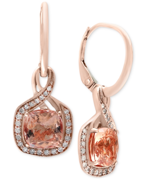 Blush by Effy Morganite (2-3/8 ct. t.w.) and Diamond (1/5 ct. t.w.) Drop Earrings in 14k Rose Gold