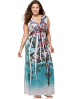 One World  Plus Size Sleeveless Printed Maxi Dress