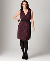 DKNYC Plus Size Dress, Sleeveless Printed Wrap DKNYC Plus Size Dress, Sleeveless Printed Wrap