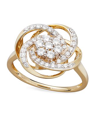diamond knot ring 14k wrapped ct gold rings watches jewelry
