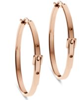 Michael Kors Earrings, Rose Gold-Tone Buckle Hoop Earrings