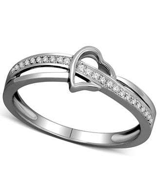 Diamond Heart Promise Ring in 10k White Gold (110 ct. t.w.)