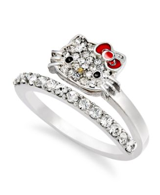 hello kitty rings ring jewelry silver cute pave crystal sterling bypass face visit