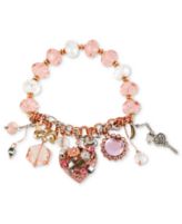 Betsey Johnson Bracelet, Multi-Tone Multi-Charm Half-Stretch Bracelet