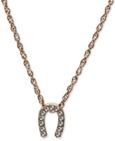 Jill Zarin Necklace, Rose Gold-Tone Crystal Pave Horseshoe Pendant Necklace