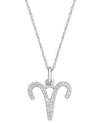 Diamond Aries Zodiac Pendant Necklace in 10k White Gold (110 ct. t.w ...