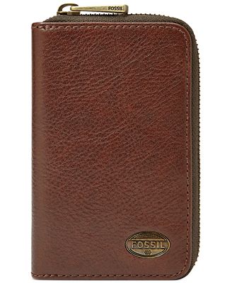 fossil leather portfolio zipper case