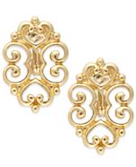 Charter Club Gold-Tone Filigree Button Clip-On Earrings