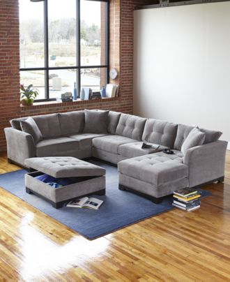 Elliot Fabric Sectional Living Room Furniture Collection - Furniture ...