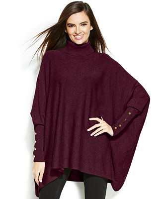 Alfani Poncho Turtleneck Sweater - Sweaters - Women - Macy's