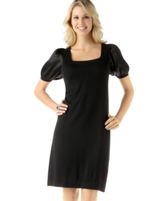 BCBG Knit Dress with Silk Charmeuse Sleeves