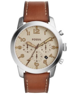 UPC 796483225275 product image for Fossil Men's Chronograph 54-Pilot Light Brown Leather Strap Watch 44mm fs5144 | upcitemdb.com