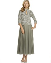 Alex Evenings Pleated Dress with Mandarin-Collar Jacket Alex Evenings Pleated Dress with Mandarin-Collar Jacket